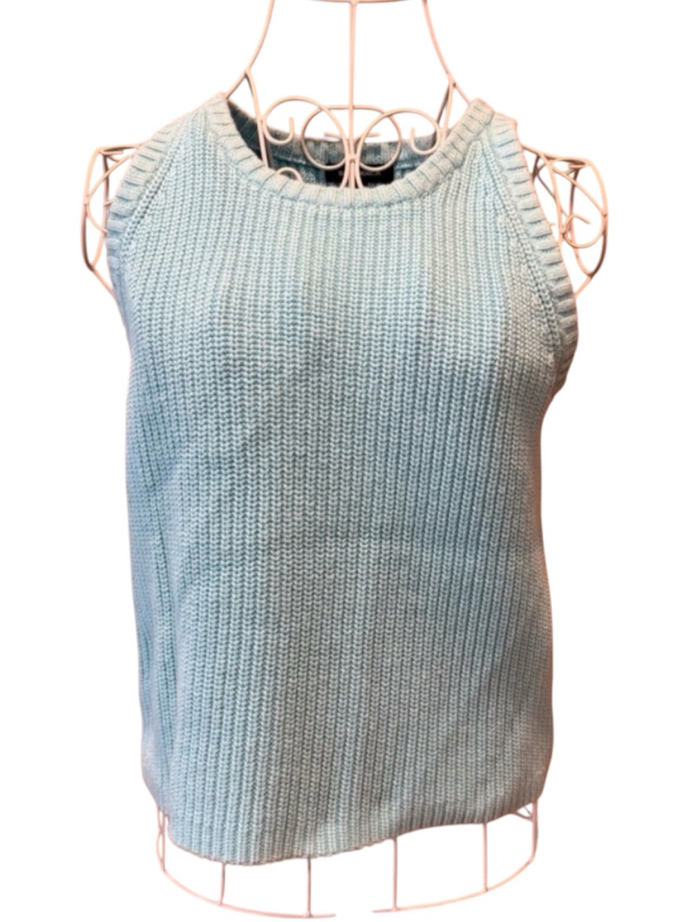 525 America Womens Small Light Blue Cotton Ribbed Knit Sleeveless Tank Top